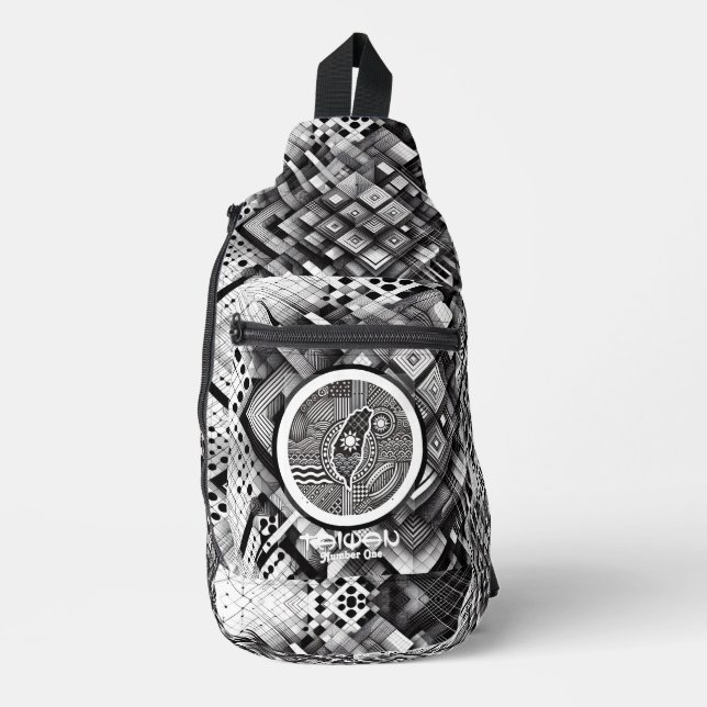 Bandolera Monograma de Taiwán de Nanómetro Plaid Geométrico  (Anverso)