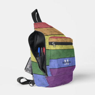 Bandolera Monograma del arco iris de la bandera LGBT vintage