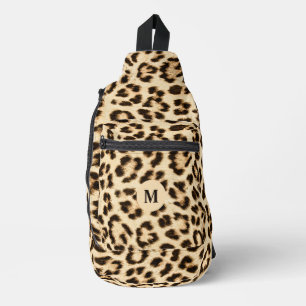 Bandolera Monograma del patrón de impresión de cuero leopard