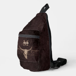Bandolera Monograma del viejo cráneo de toro beige ruidoso