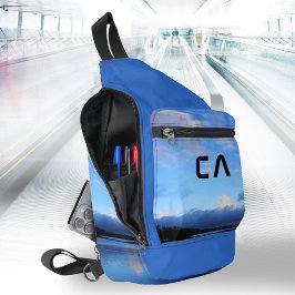 Bandolera Monograma fotográfico sobre el lago azul