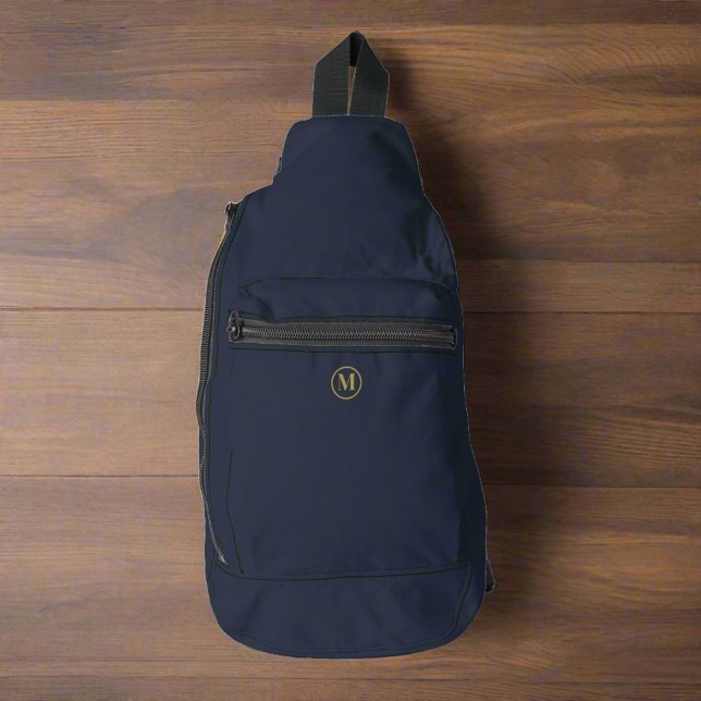 Bandolera Monograma inicial de oro azul de la marina limpia  (Subido por el creador)