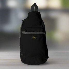 Bandolera Monograma inicial de oro negro elegante personaliz