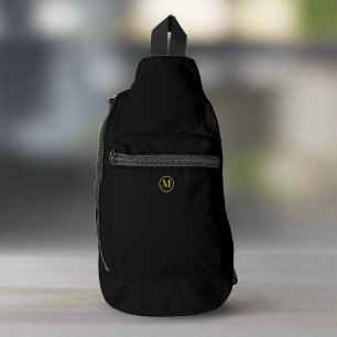 Bandolera Monograma inicial de oro negro elegante personaliz