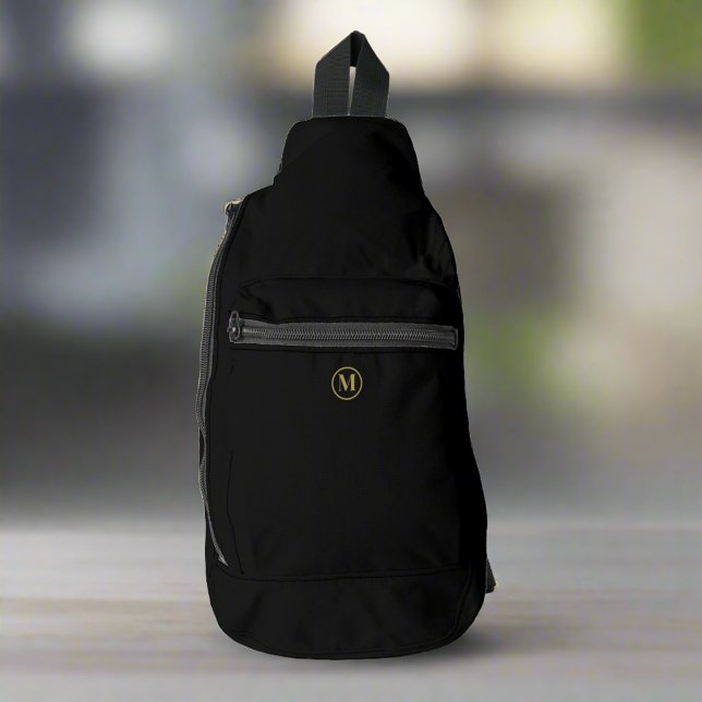 Bandolera Monograma inicial de oro negro elegante personaliz (Subido por el creador)
