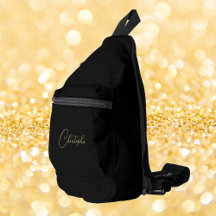 Monograma moderno de oro negro hombres mujeres niñ