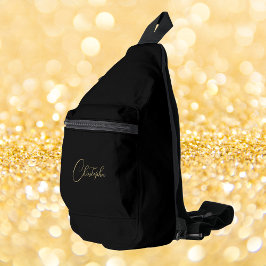 Bandolera Monograma moderno de oro negro hombres mujeres niñ