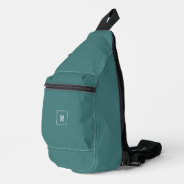 Bandolera monograma personalizado, azul acuático oscuro