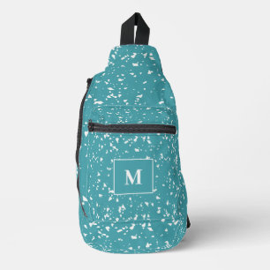 Bandolera Monograma Personalizado Turquoise Terrazzo