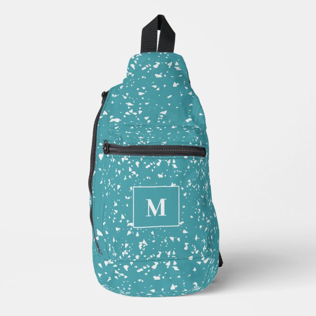 Bandolera Monograma Personalizado Turquoise Terrazzo (Anverso)