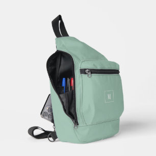 Bandolera Monograma personalizado, verde sabio moderno