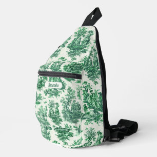 Bandolera Monograma vintage de toile verde floral