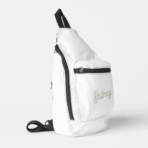 Bandolera Monograma y nombre personalizados verde sabio mode