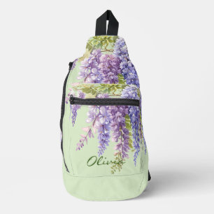 Bandolera Morado acuarela glicinia floral lilac botánico