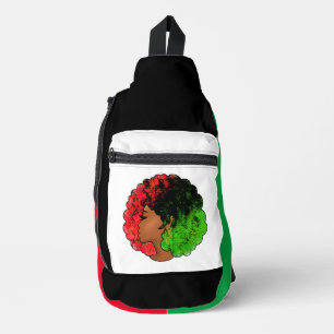 Bandolera Mujer niña negra panafricana orgullo afro verde ro