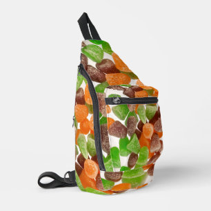 Bandolera Naranja goma roja verde caramelo salpicado de azúc