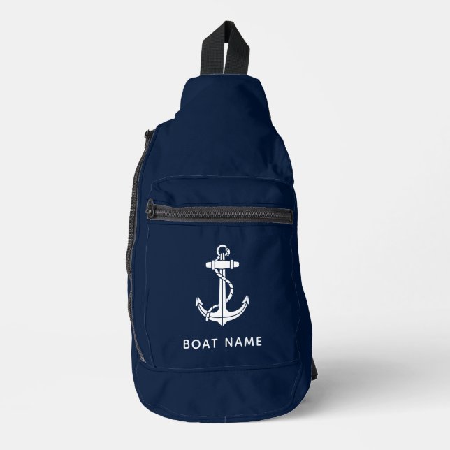 Bandolera Nautical Anchor Nombre barco Personalizado Cruise (Anverso)
