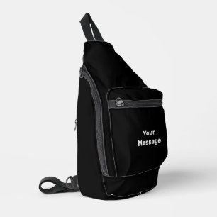 Bandolera Negro simple con plantilla de mensaje en blanco