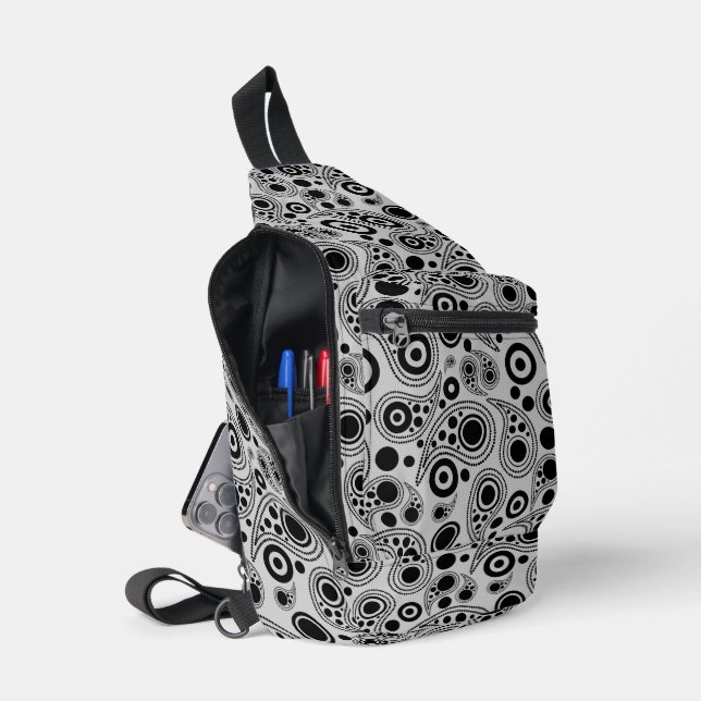 Bandolera Negro sobre el círculo blanco puntos de patrón de  (Abierto)