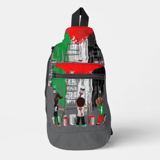 Bandolera Niños de Gaza pintando la bandera palestina (Anverso)