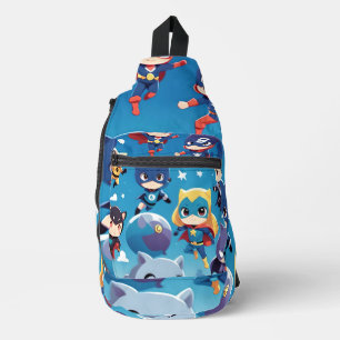 Bandolera Niños superhéroes volando alto