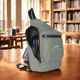 Bandolera Nombre Minimalista simple y verde sabio y monogram