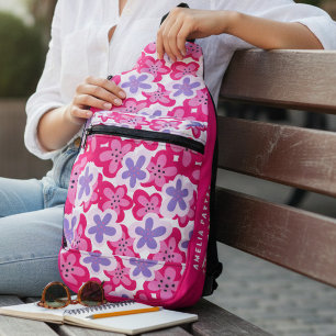 Bandolera Nombre personalizado floral tropical rosa púrpura