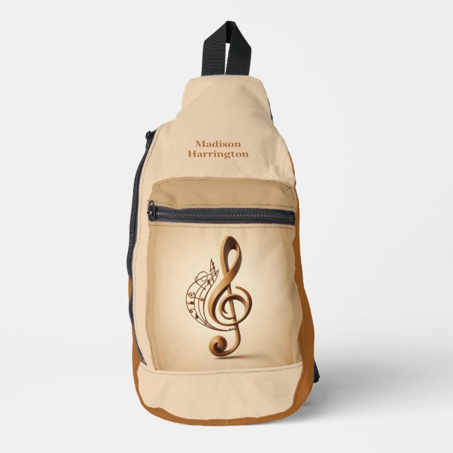 Bandolera Nombre personalizado Nota de limpieza musical (Anverso)