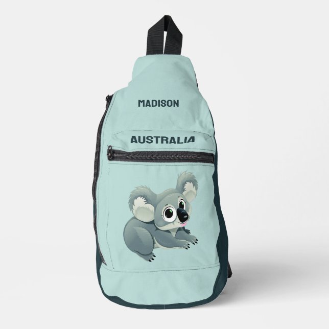 Bandolera Nombre y texto personalizados Koala (Anverso)