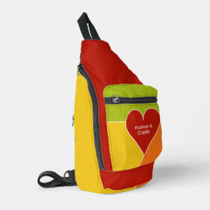 Bandolera Nombres personalizados del patrón de corazón