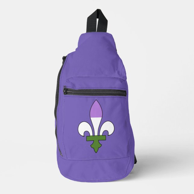 Bandolera Orgullo genderqueer flor de lis (Anverso)