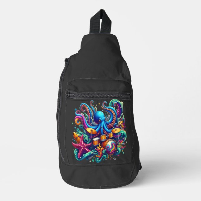 Bandolera Otopus tocando tambores Sinfonía percusiva del mar (Anverso)