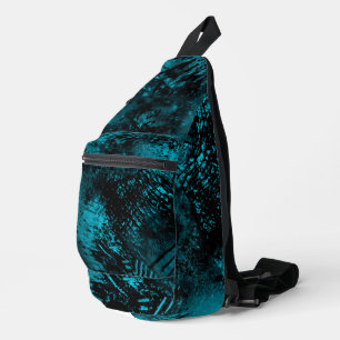 Bandolera Paint Splatt Hatching Efecto Azul y Negro