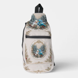 Bandolera Paisaje invernal con una linda pareja de bodas de 