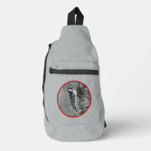 Bandolera Pájaro carpintero lechoso en invierno. Fotografía