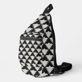 Bandolera Pájaro geométrico tribal vintage | Boho negro y ma