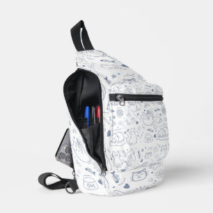 Bandolera Pasatiempos Artesanales Mínimos Azules y Blancos
