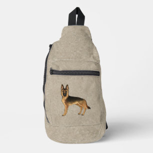 Bandolera Pastor Alemán Cartoon Perro Marrón Negro y Canela