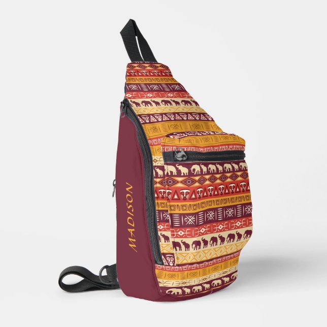 Bandolera Patrón africano de nombre personalizado (Esquina izquierda)