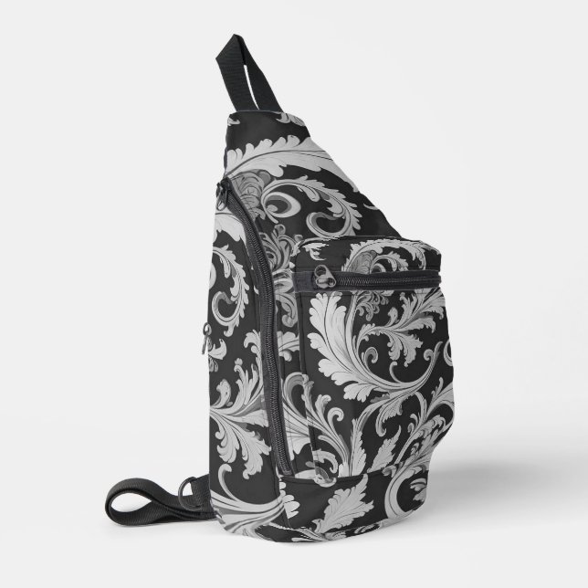 Bandolera Patrón antiguo de Fleur monocromo (Esquina izquierda)