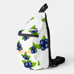 Bandolera Patrón Botánico de Arándano en Acuarela Azul