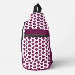 Bandolera Patrón cardíaco de guijarros rosados magenta oscur
