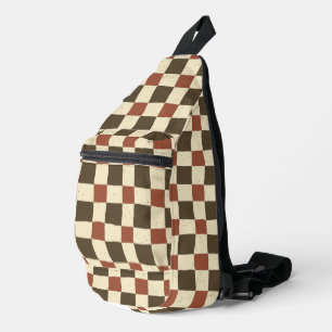 Bandolera Patrón clásico de gingham Brown Burgundy Moderno