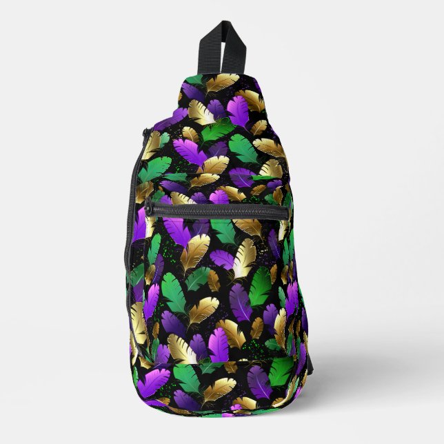 Bandolera Patrón continuo con plumas de Mardi Gras (Anverso)