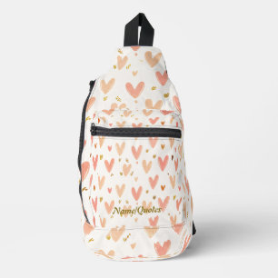 Bandolera Patrón continuo de corazones rosados suaves