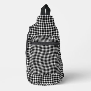 Bandolera Patrón continuo de cuadros escoceses en blanco y n