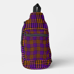 Bandolera Patrón continuo de cuadros y cuadros naranja púrpu