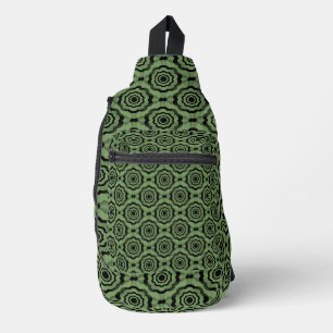 Bandolera Patrón continuo de flores negras verdes