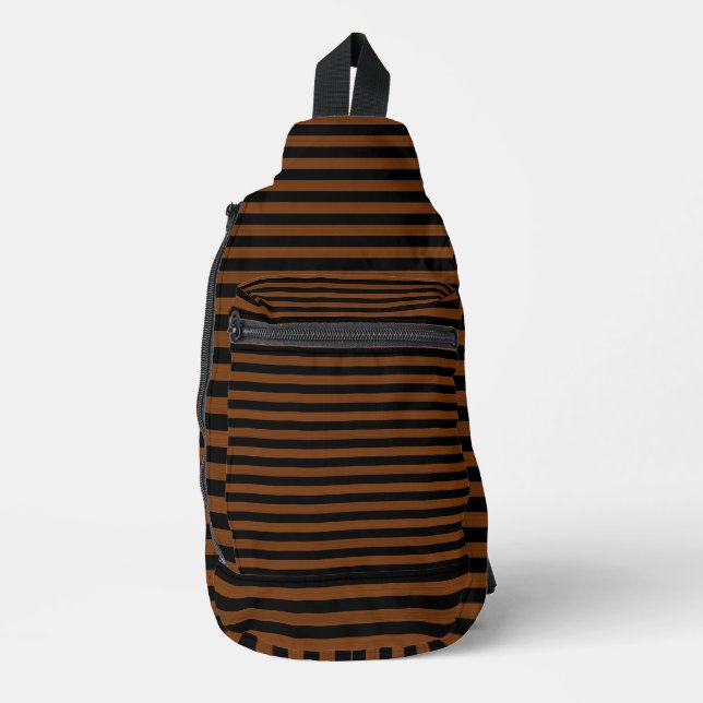 Bandolera Patrón continuo de rayas negras marrones (Anverso)