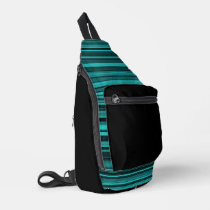 Bandolera Patrón continuo de rayas negras y azul verdoso